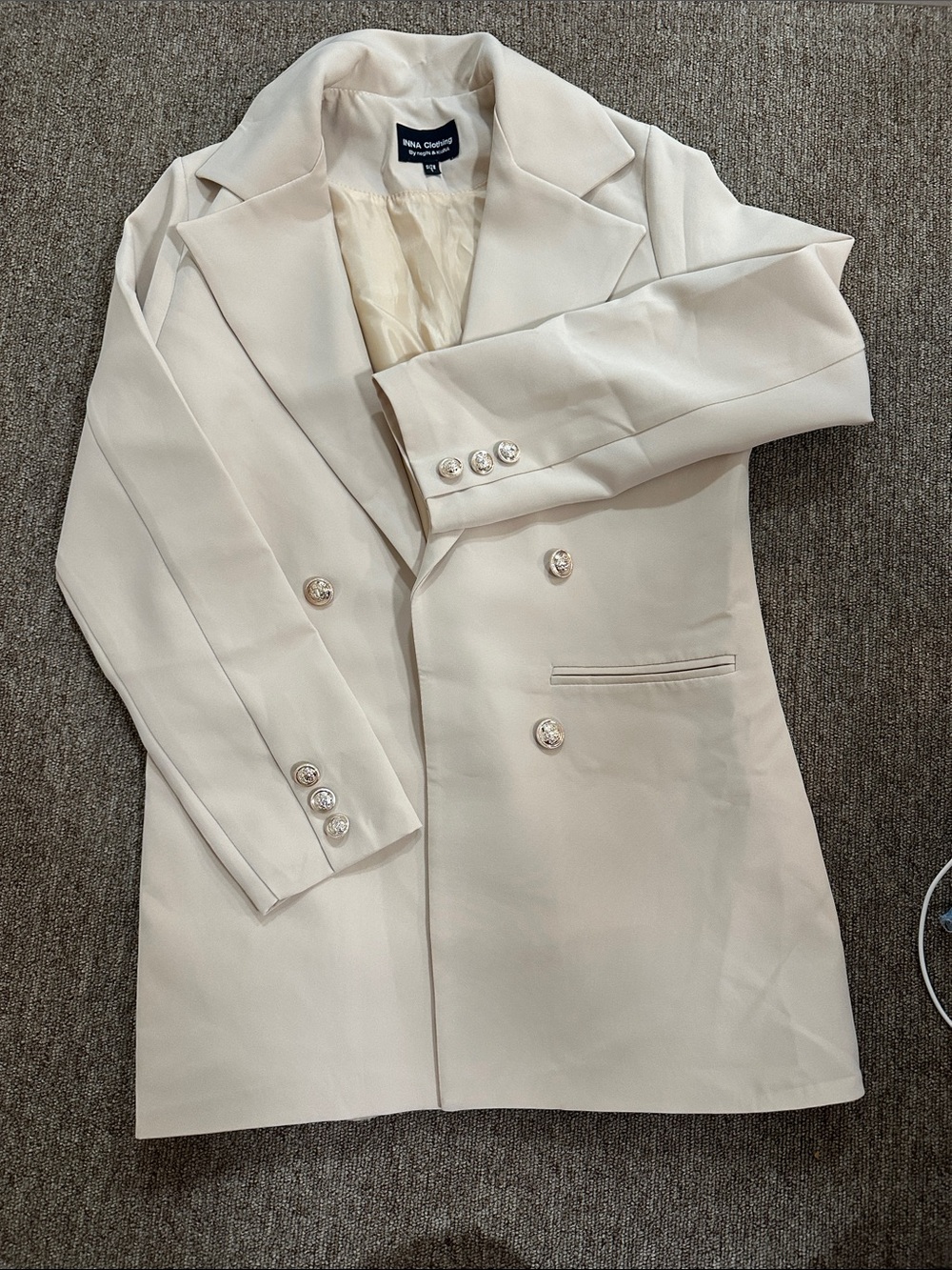 Double-Breasted Ivory Blazer